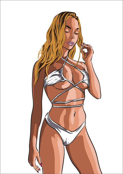 Sexy woman in bikini izolate vector illustration 10 eps - Vector, Image