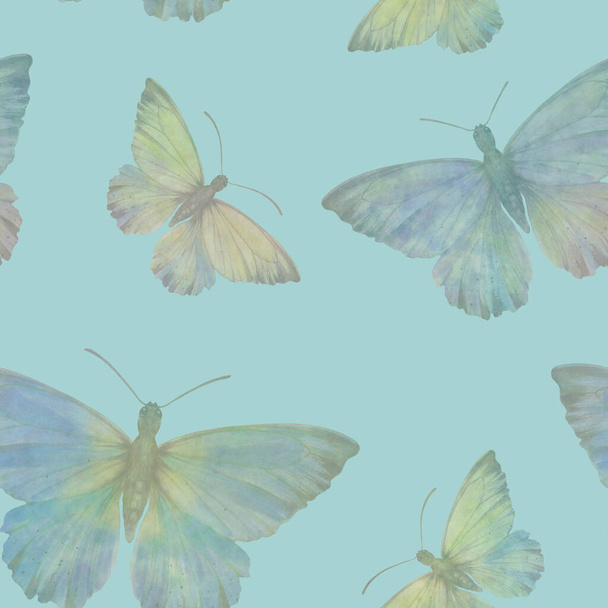 Abstract botanical ornament for design, wallpaper, packaging, print. Butterflies seamless pattern on an abstract background. - Φωτογραφία, εικόνα