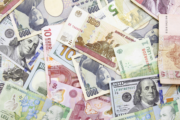 Unterschiedlicher Devisenhintergrund - Konzept des Wechselkurses - Foto, Bild