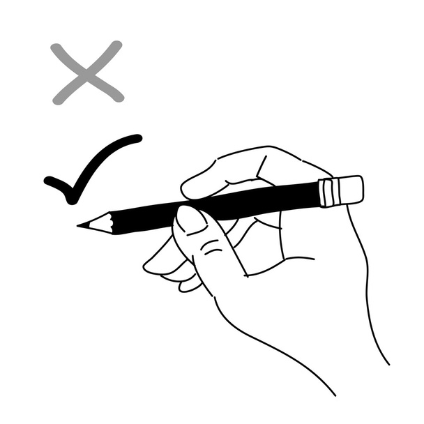 Mão desenho mão escrita sim ou não
 - Vetor, Imagem
