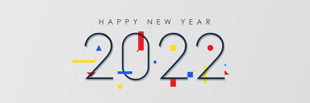 Hyvää uutta vuotta 2022 banneri numerot 2022 ja koristelu geometrisia muotoja. Banner malli suunnittelu uudenvuoden koristeluun minimaalinen tyyli. Vektoriesimerkki. - Vektori, kuva