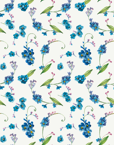 Seamless pattern of forget-me-not. - Foto, afbeelding