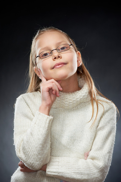 Portrait of a cheerful little girl in eyeglasses - Photo, Image