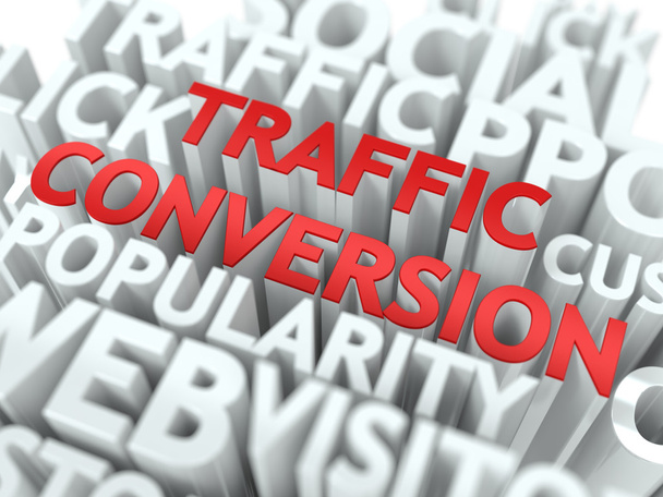 Traffic Conversion - Red Wordcloud Concept. - Photo, Image
