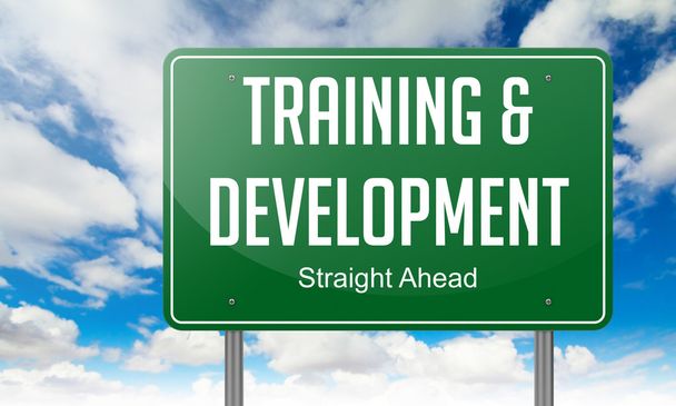 Training and Development on Highway Signpost. - Photo, Image
