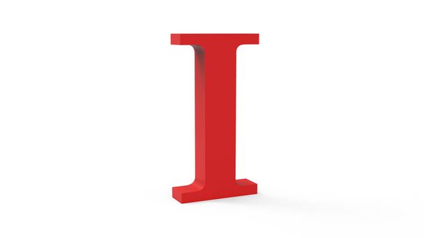 3D roter Buchstabe I auf weißem, isoliertem Hintergrund. - Foto, Bild