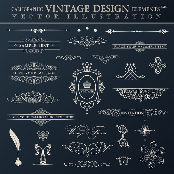 Set de vectores vintage. Elementos caligráficos y decoración de página pr
 - Vector, Imagen