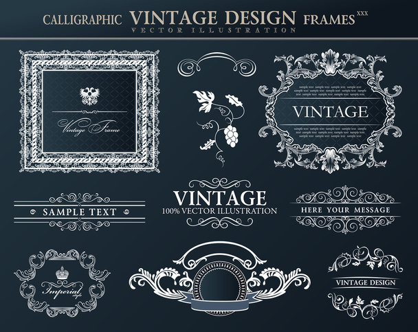 Vintage black frames ornament set. Vector element decor - Vecteur, image