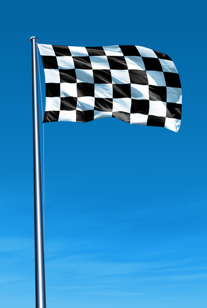 Checkered flag waving in the evening - Photo, Image
