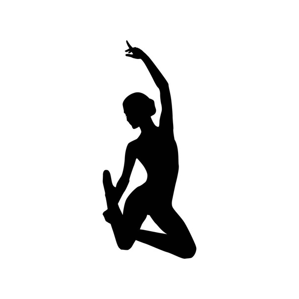 Bale dansçısı kadın siluet vektör çizimi siyah ve beyaz - Vektör, Görsel