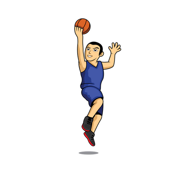 Baloncesto jugador de dibujos animados personaje salto diseño ilustración vector eps formato, adecuado para sus necesidades de diseño, logotipo, ilustración, animación, etc. - Vector, Imagen