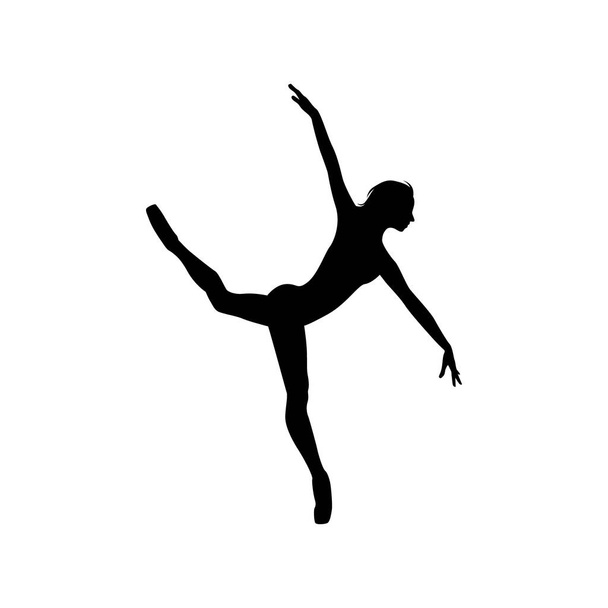 Bailarina mujer silueta vector ilustración blanco y negro - Vector, Imagen