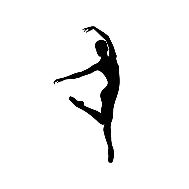 Dansçı kadın silueti vektör illüstrasyonu siyah ve beyaz - Vektör, Görsel