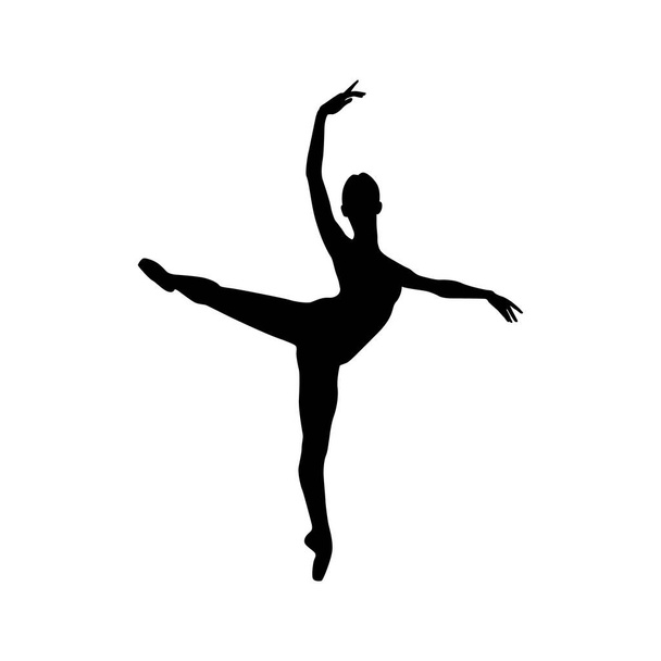 ダンサーの女性のシルエットベクトルイラスト黒と白 - ベクター画像