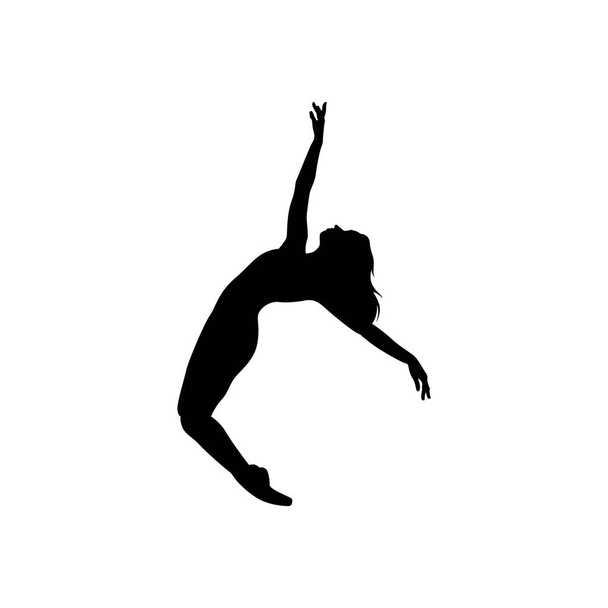 Dancer woman silhouette vector illustration black and white - Vector, Image