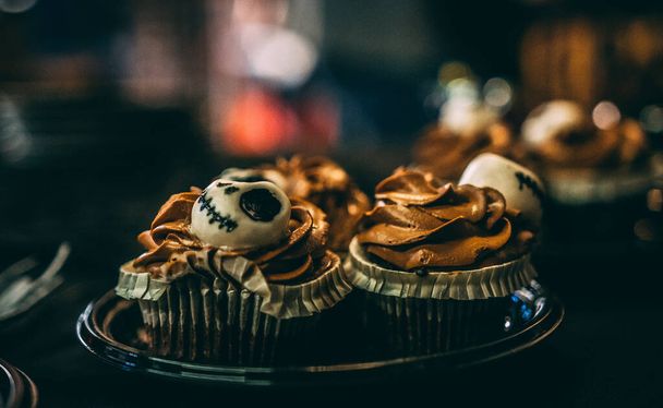 A closeup shot of scary cupcakes for Halloween - Photo, Image