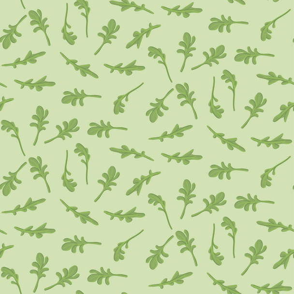 Seamless pattern of fresh green leaves of arugula.  - Vector, Imagen