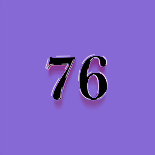 Abbildung der 3d 76 Zahl auf violettem Hintergrund - Foto, Bild