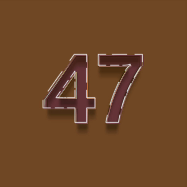 Abbildung der 3d 47 Zahl auf braunem Hintergrund - Foto, Bild