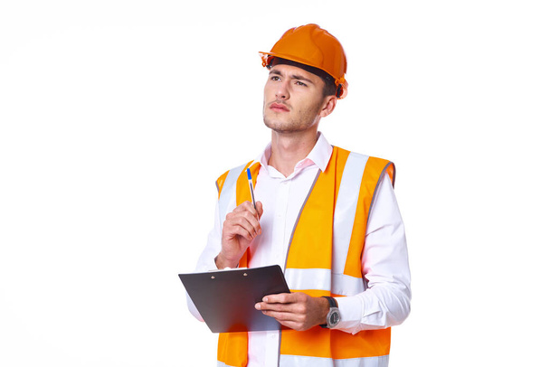 man in orange hard hat engineer work professionals construction - Φωτογραφία, εικόνα