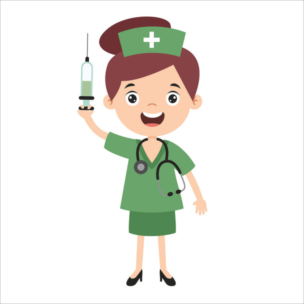 Disegno del fumetto di un'infermiera - Vettoriali, immagini