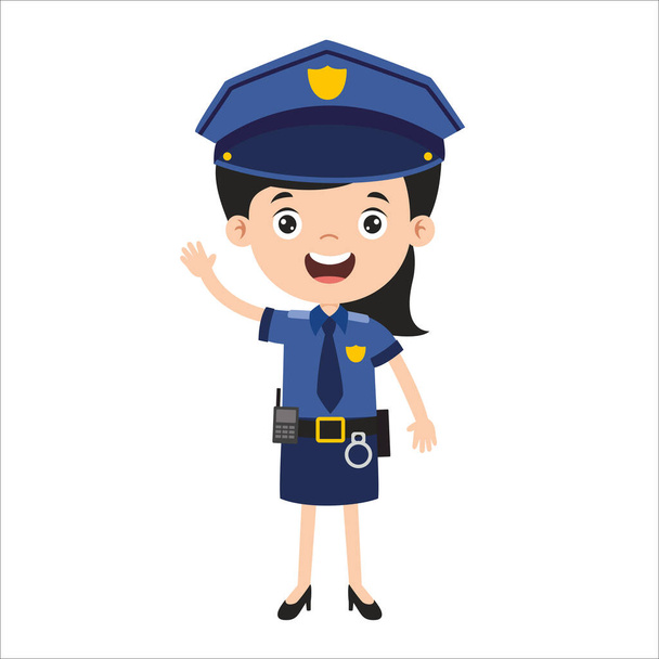 Dibujo de dibujos animados de un oficial de policía - Vector, Imagen