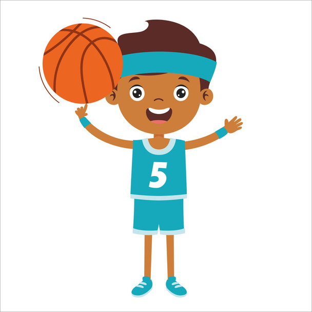 Dibujo de dibujos animados de un jugador de baloncesto - Vector, imagen