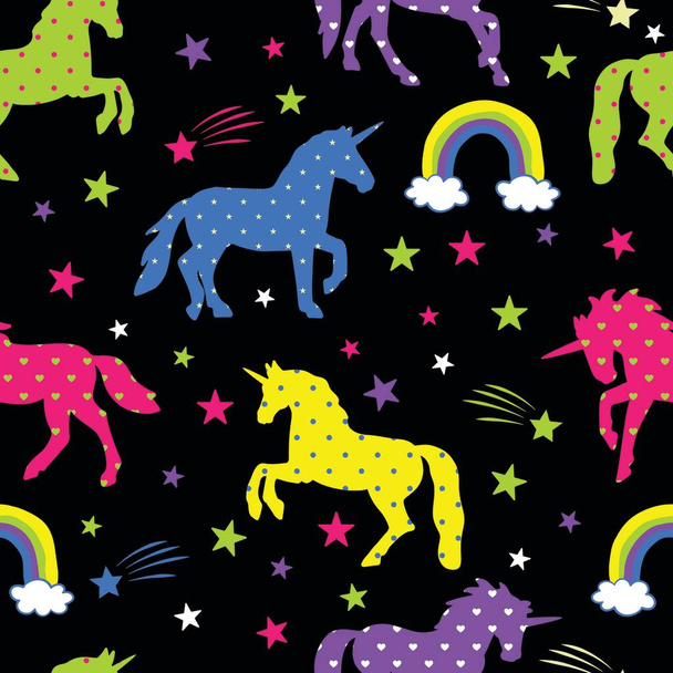 cute unicorn with stars, vector illustration - Vetor, Imagem