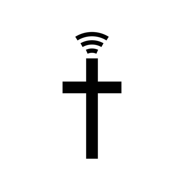 Ikona online kostela. jednoduché designové logo na bílém. Vektor - Vektor, obrázek