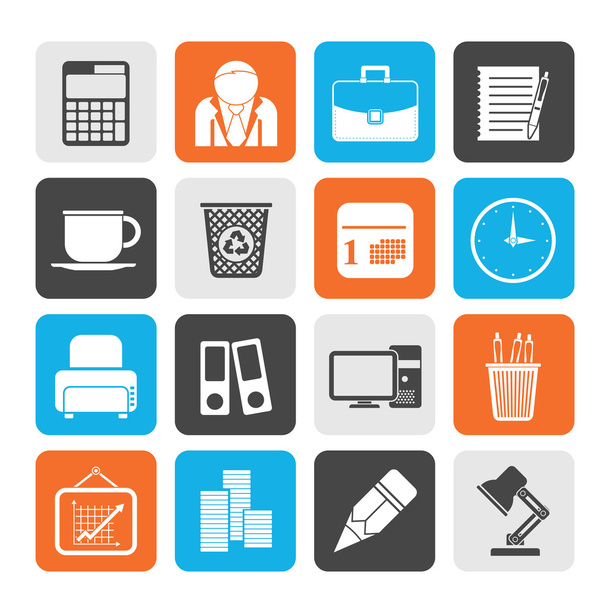 Silhouette Business and office icons - Wektor, obraz