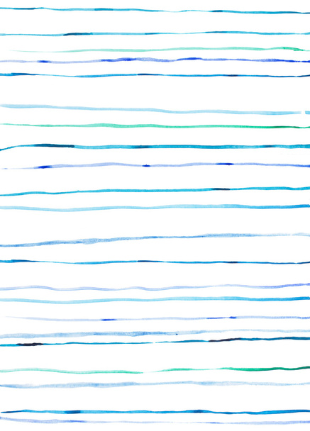 Akvarel aquarelle ručně tažené vzor pruhy modré čáry - Fotografie, Obrázek