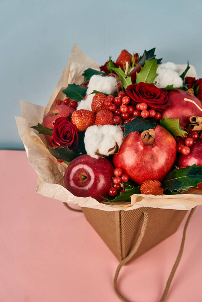 bouquet with fruits vitamins decoration gift romance - Фото, изображение