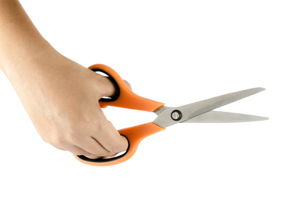 Scissors in woman's hand - Photo, Image