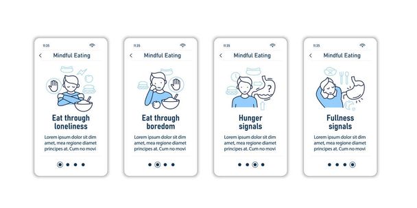 Mindful eating onboarding mobile app screens - Vektor, obrázek
