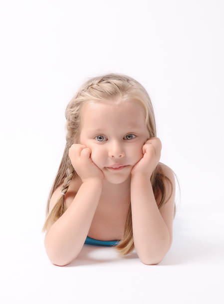 Little girl on a white background - Fotó, kép