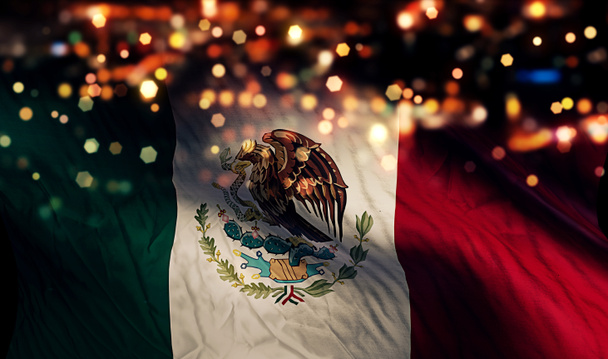 México Bandera Nacional Noche de Luz Bokeh Resumen Antecedentes
 - Foto, Imagen