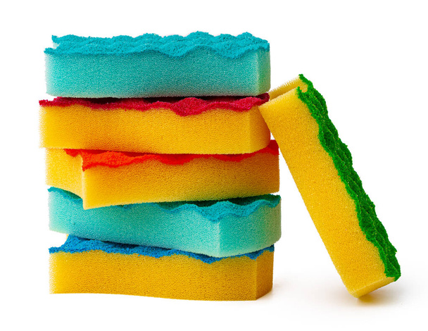 Stack of kitchen sponges isolated on white background - Fotó, kép
