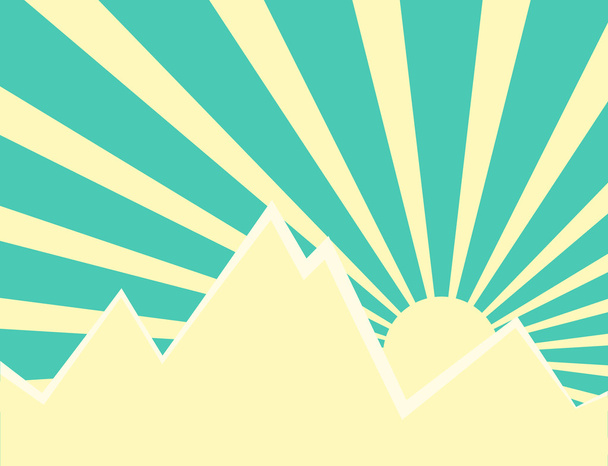 山の背後にある太陽光線 - ベクター画像