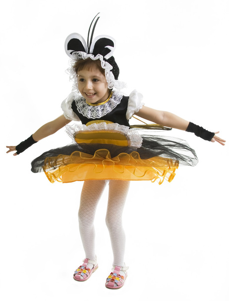 Small girl is dressed at bee costume - Fotoğraf, Görsel