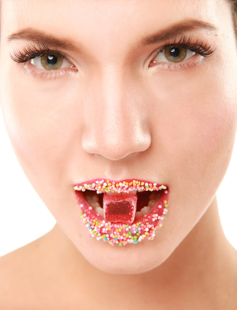 Woman lips cute sweet candy - Fotó, kép