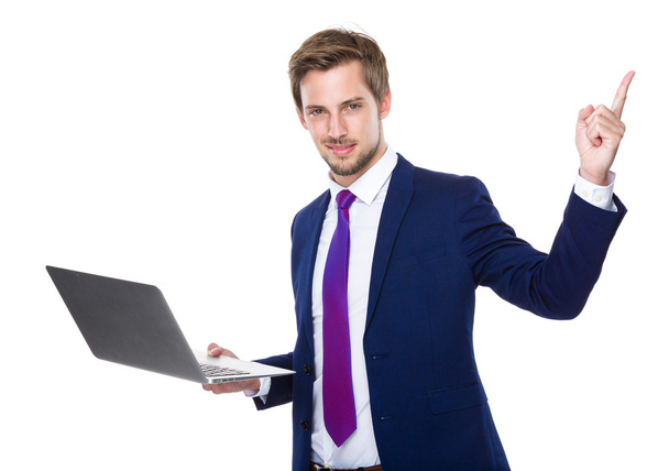 podnikatel drží počítač - Fotografie, Obrázek