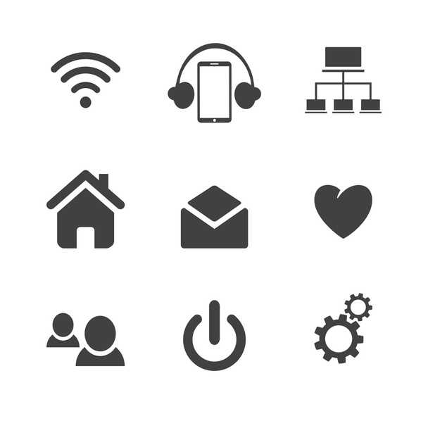 Set of social network icons with cloud computing - Vector, Image