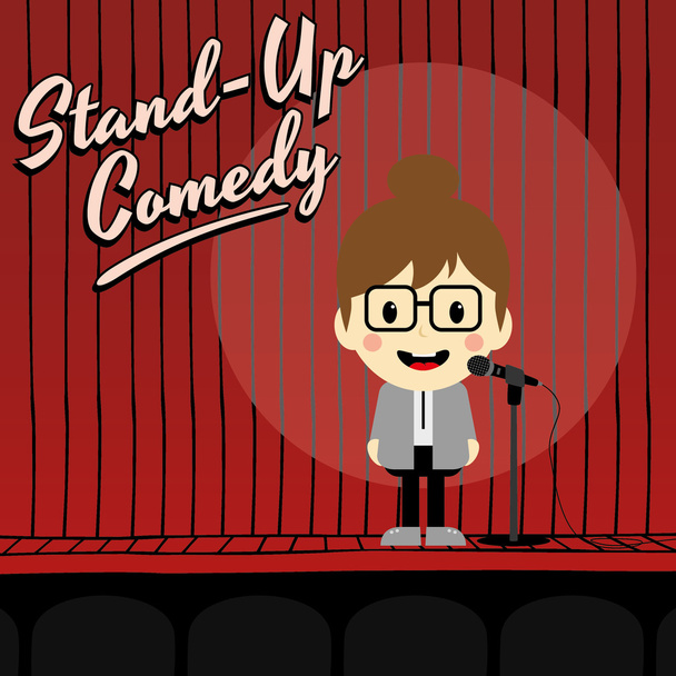 Donna stand up comico cartone animato
 - Vettoriali, immagini