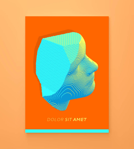 Mannequin's head in profile. Side view. Plaster face or sculpture. Futuristic technology concept. Technology and robotics concept. Voxel art. 3D vector illustration. - Vektor, obrázek