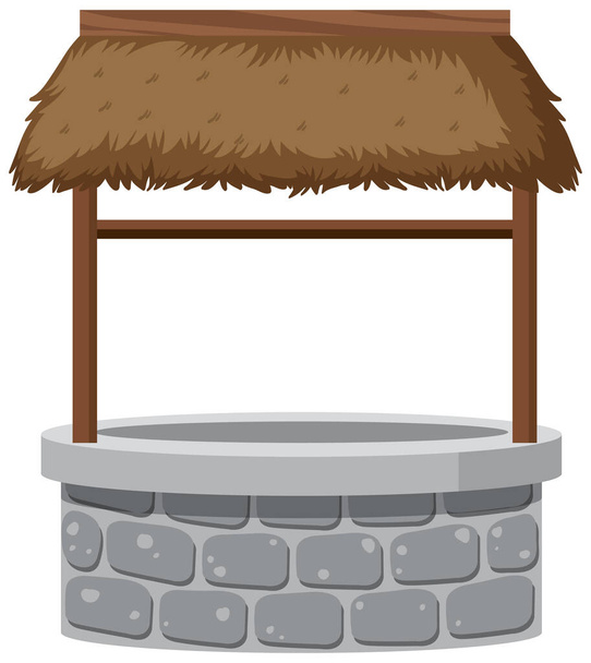 Puits en pierre avec toit sur fond blanc illustration - Vecteur, image