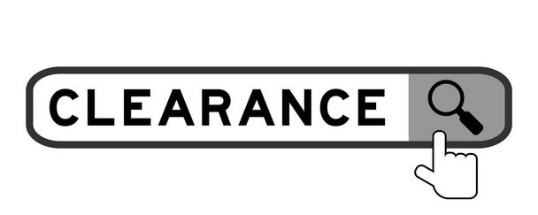 Keresési banner a szó clearence átadása nagyító ikon fehér alapon - Vektor, kép