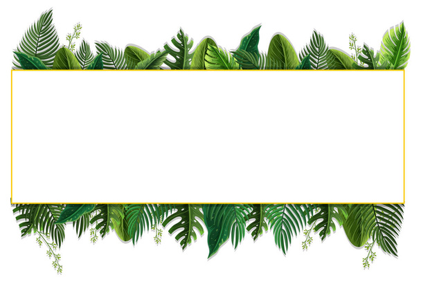 A horizontal frame of tropical foliage template illustration - Vector, Image