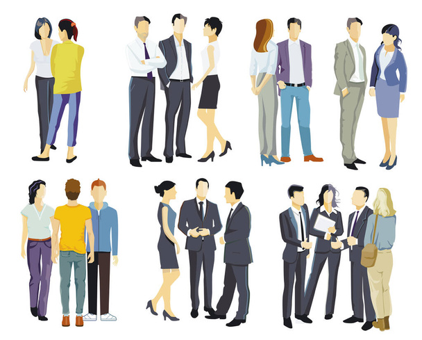 Empresários de pé juntos ilustração, isolado no fundo branco - Vetor, Imagem