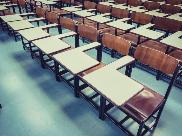 Wooden chairs in the classroom background - Photo, Image