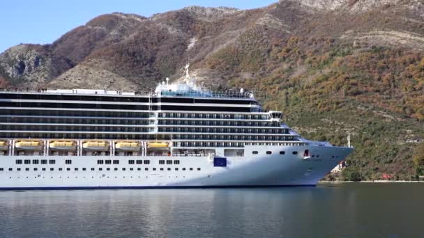 Hoge cruiseschip vaart langs de kust - Video